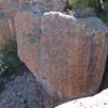 The Jewpacabra Wall. More than Life climbs the left arete.