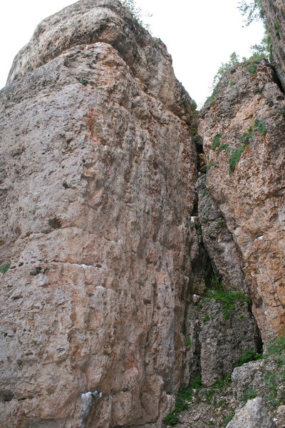 40 Days in the Haze 5.11a.  In this photo, there is a quick draw on the first bolt.