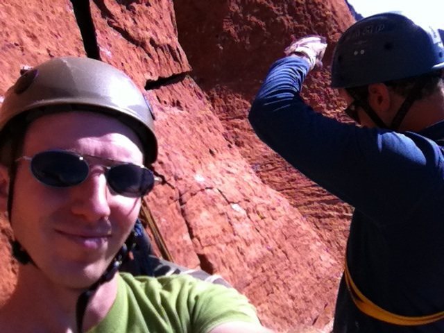 Belay station after 3rd pitch of Mars Attacks