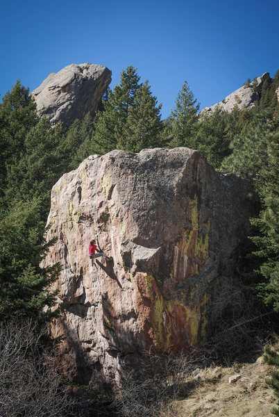 Photo: Andy Mann.<br>
Kevin Jorgeson boulders it out after a TR rehearsal. 