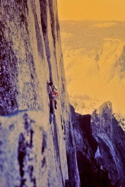 On the third day of Half Dome - just below Big Sandy Ledge.  <br>
<br>
We made it off that night - barely.