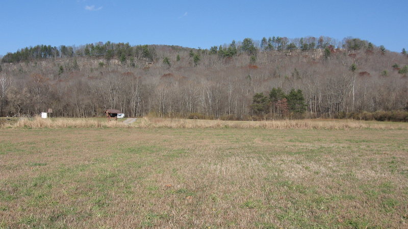 View from Shanklin's Ferry Campground. Simpson's, rigor, and Bovine Walls on left outcrop. Necro, Iceberg, and White Walls on the right.