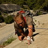 Bill Griffith jamming through the crux on the final pitch