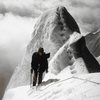 Nearing the summit - Wishbone Arete is on the left and the North Face on the right of the right