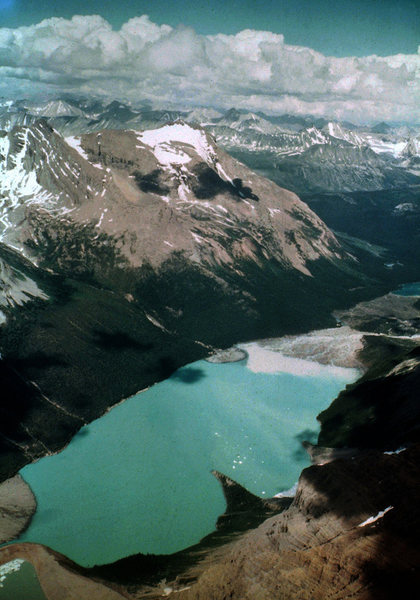 Berg Lake from just before the technical part of the ridge.  At this point we were still 3 days from the summit.