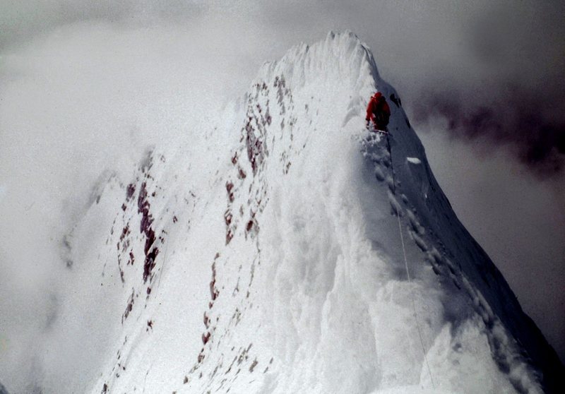 Early on in the gargoyles.  Robson was the only mountain to stick out of the clouds so we never were able to see other peaks or the lower part of the mountain while on the upper ridge.