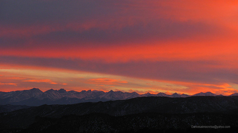 Sunset over Sangres, seen from Cactus Cliffs.