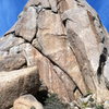 Tom Thumb with a climber at the 1st roof of Treibers Deception