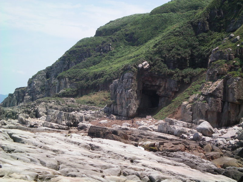 On the rocky beach near Second Cave