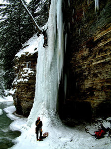 J Mo belaying Dan on the FA of Killer Pillar... somewhere in the western outskirts of NY state. (Photo: Brian Aitken)