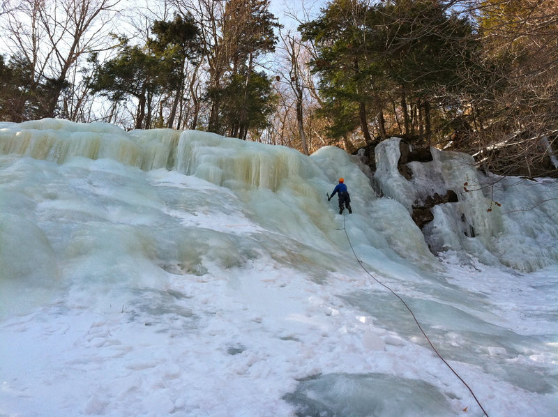 A buddy's first ice lead (that he didn't drop all the screws on).