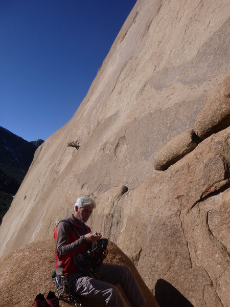 Jimbo suiting up at the base of the climb