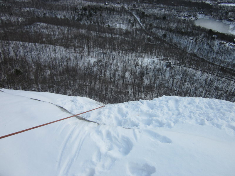 the frozen topout during a winter ascent