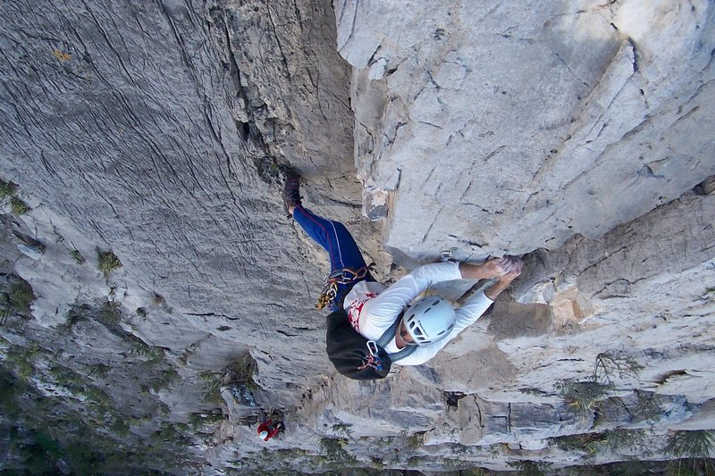 Rusty Baillie on the 3rd pitch of Access Denied, El Potrero Chico.