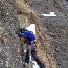 Eric leading pitch 5.<br>
<br>
I am passing what is left of Eric Wellborn's anchor. Larks footed twig, pecker (not the spectre hook as advertised) and a pretty good baby angle that I will clip shortly.<br>
<br>
This belay/rap was/is in the killing zone. 