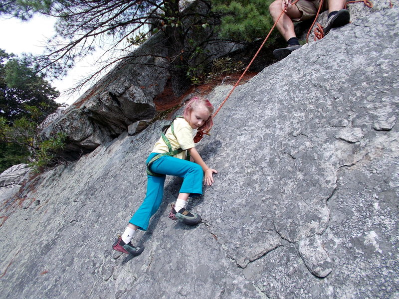 Learning to climb in the talus next to the Bonticou trail