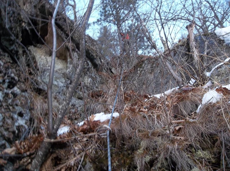 The exit to belay trees  