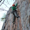 Red Wall<br>
<br>
Steve Lineberry redpoints<br>
Desperately Seeking Juggage(5.11) sport<br>
<br>
Crowders Mountain State Park, North Carolina