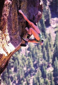 Derek Hersey soloing Vertigo (5.11b), Eldorado Canyon SP
<br>

<br>
Photo by Alison Sheets