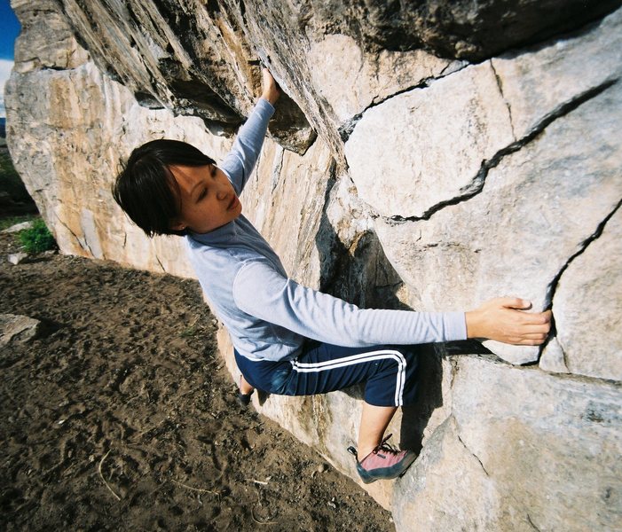 Veronica Robertson on the Rainbow Rock traverse outside of Nathrop, Colorado<br>
I think this is closed by the land owner now.