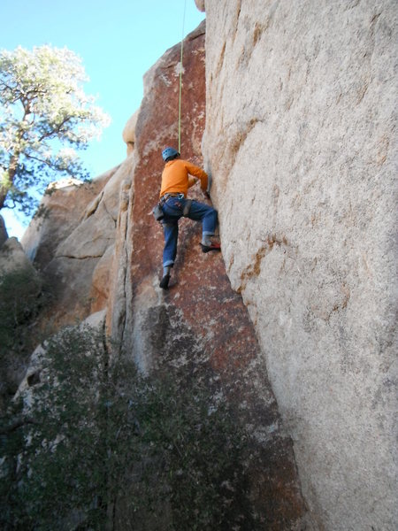 Galen Vansant liebacking his way up Heavy Gold 5.10a