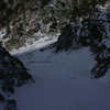 About 1/3 of the way up the couloir.