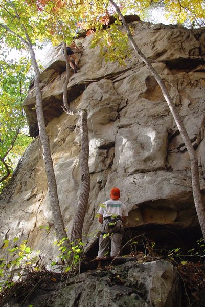 Tom climbing Betka on Belay