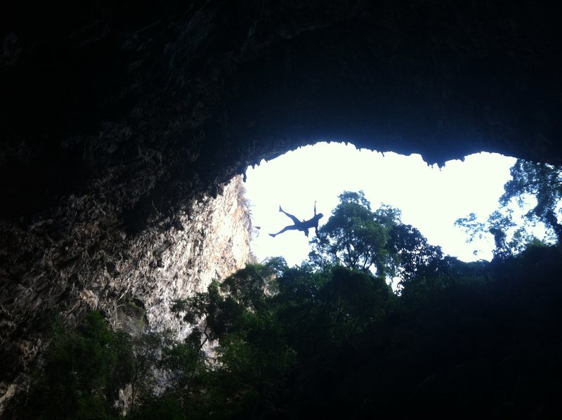 Lowering off the anchors of the first pitch.