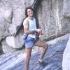 Doug Heinrich belaying on Frozen Stool, sometime in the '80s