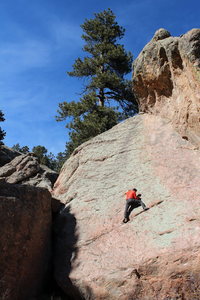 Trying not to get the spins while climbing Drunken Master on a beautiful February day.