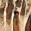 Jmo getting a piece in at the roof on the ever classic No Feelings 5.10+, Right Wall.