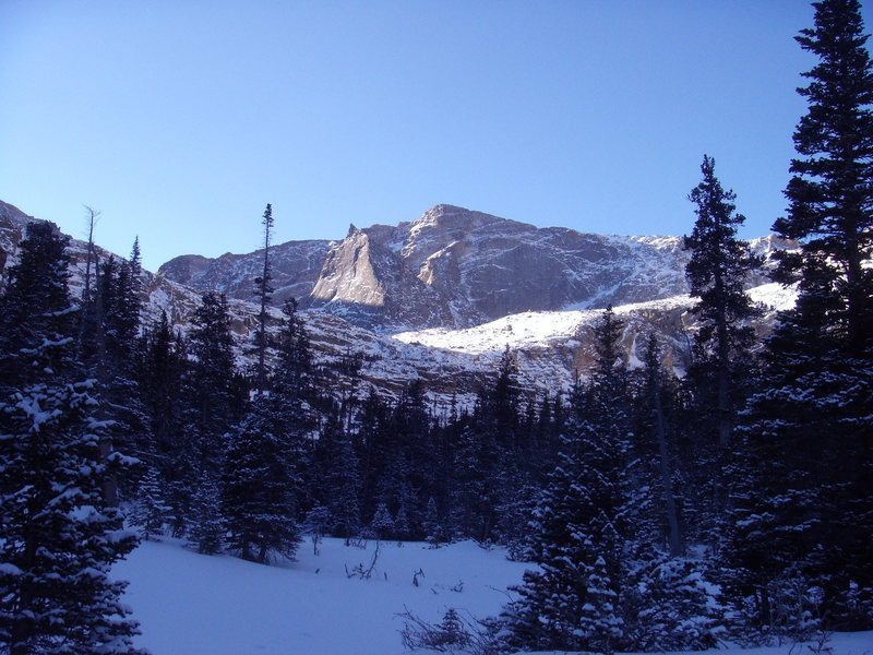 Looking towards the alpine peaks at the end of Glacier Gorge.