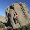 Not sure if this is rated or in the guidebook, but from the campground, you connect on this trail by the bathroom which will take you into a little valley as if you're walking to borrego springs. It's a lonesome boulder maybe a quarter mile walk. Can't miss it. More than one climb on the rock.