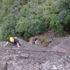 Taiwanese climbers on the first two routes of the Overhang Wall