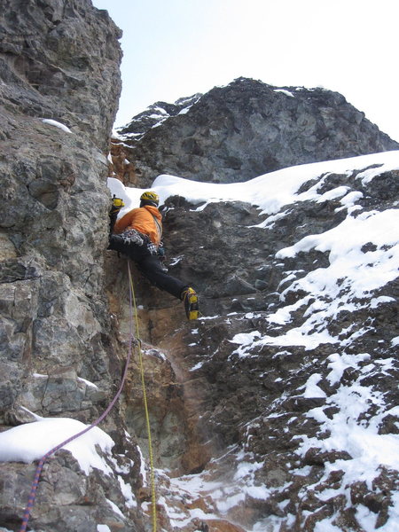 The steep fourth pitch.