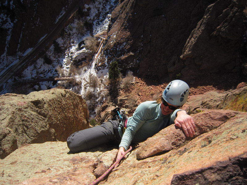 Kat A. pulling over the lip of the Rastaman Roof.