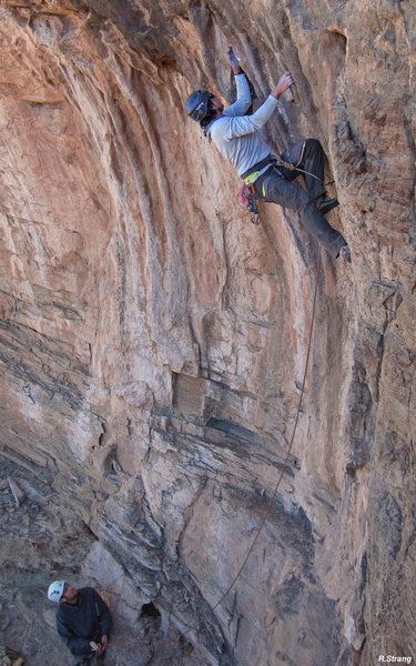 Leo & Pete during the FA of<br>
Tufa Consequences (5.10)<br>
