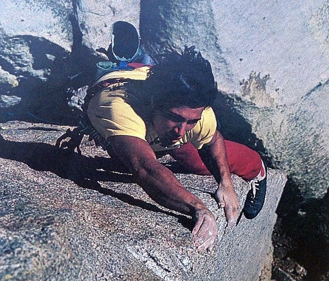 Tony Yaniro on Scirocco (5.12a), The Needles<br>
<br>
Photo by Frank Forencich