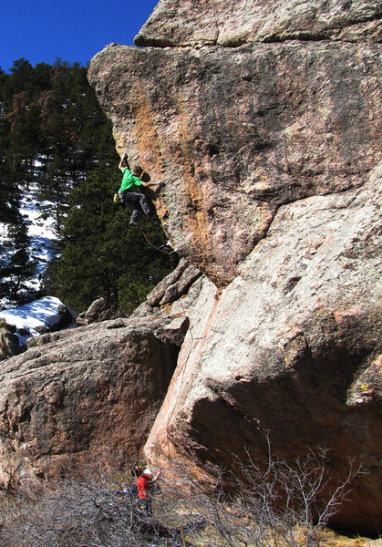 B. Scott on one of the first lead ascents of this awesome line.