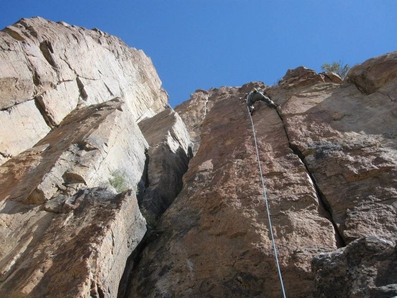 Following up a new route out in the Mojave Desert.  Info coming soon maybe?  Fun 5.10 hands and fingers.