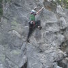 Another huge boulder face climb, but bolted, about 5.10b