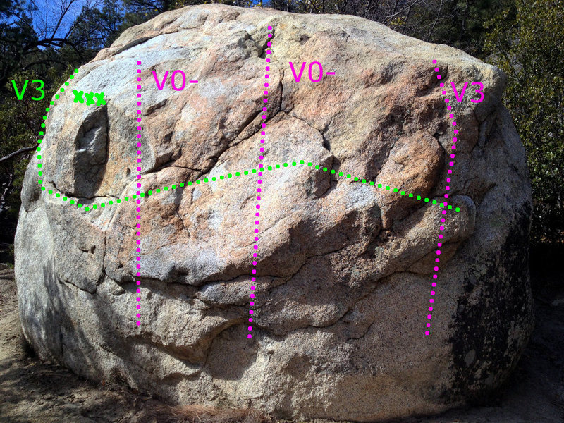 The Meteorite Boulder. When traversing, do not move up to the rail marked with the three X's. Continue left while staying low to get full value.