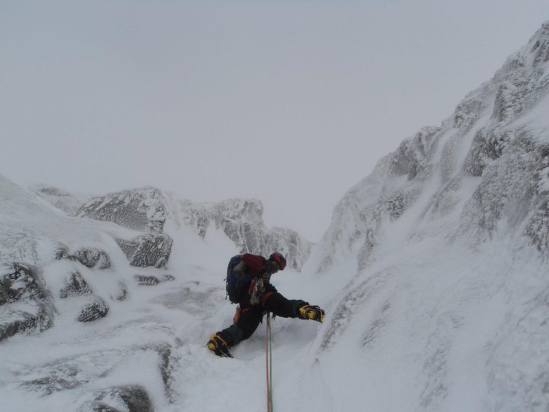 Setting off on one of the upper pitches