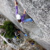 Christina gets into the undercling on Taurus. <br>
<br>
Photo: Corey Gargano