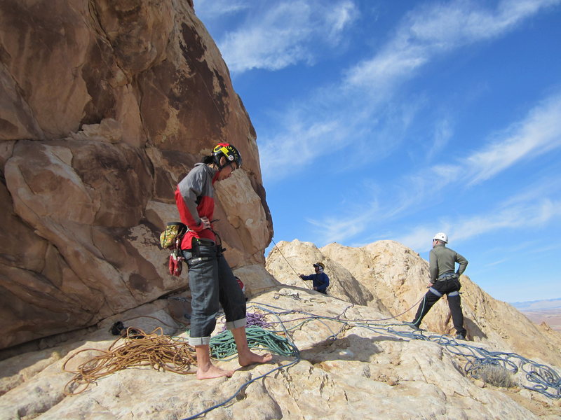 On big ledge below summit tower