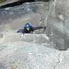 "Gawd I love sport climbing! " Crux region of Friendly Fire (10b)