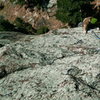 Buddy Jeff pulling the final roof of Parting Shot. A great long pitch.