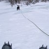 looking down the 1st pitch of my 1st multi-pitch ice climb in New Hampshire, in 2007. note the huge wrongly sized Koflach mountaineering boots--all I could afford at the time in college