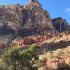 This picture was taken from the trail where you turn to head up to straight shooter.  The route is approximately marked.  I'm hoping this will hope some people to find this wall.