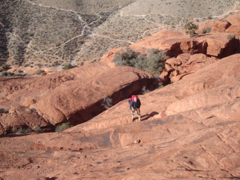 Dave makin his way up the final climb of the approach.